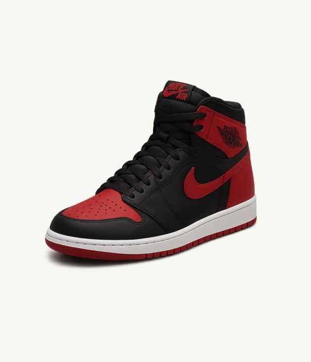 Classic black and red high-top sneakers