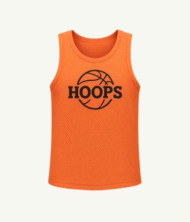 Orange "Hoops" athletic tank top